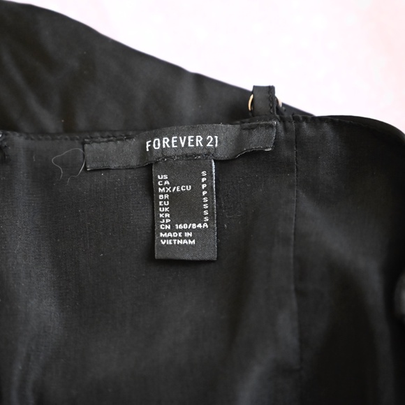 Forever 21 Black Satin Slip Dress w/ Slit – Size S - Picture 3 of 3